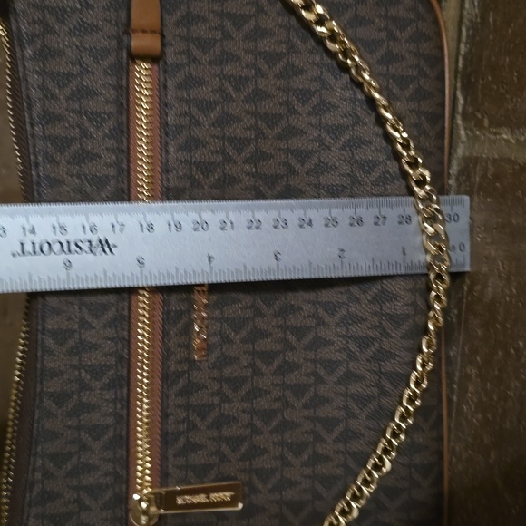 Michael Kors Jet Set Small Logo Chain Crossbody Bag Brown - Picture 9 of 11